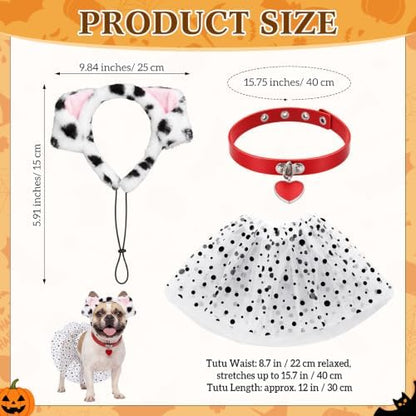 Hercicy 3 Pcs Pet Dog Halloween Dalmatian Costume Accessories Set - Image 2