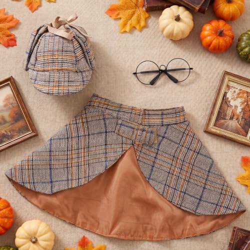 Ishua Dog Costume Set Detective Cloak Hat and Glasses for Small Dog and Cat - Image 7