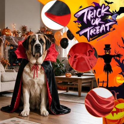 Halloween Dog Vampire Cloak Costume for Large XL Dogs, Black Red - Image 4