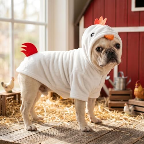Funny Plush Chicken Dog Costume for Halloween Thanksgiving (Medium) - Image 4