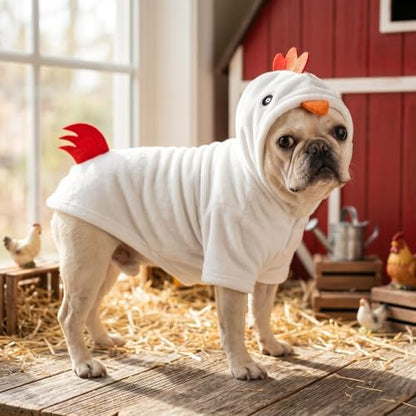 Funny Plush Chicken Dog Costume for Halloween Thanksgiving (Medium) - Image 4