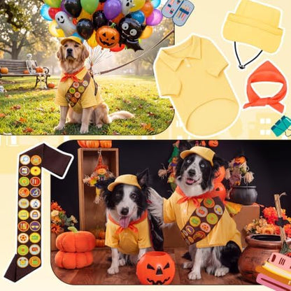Huhumy 5 Pcs Scout Dog Costume Set with Hat Shirt Sash Scarf for Halloween - Image 6