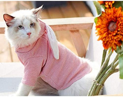 ANIAC Funny Dog Hoodies for Small Dogs Girl Boy Bunny Ears Pet Clothes Hooded Puppy Sweatshirt Cat Apparel Pet Costume for Easter Halloween Christmas Holiday (X-Large, Pink) - Image 4