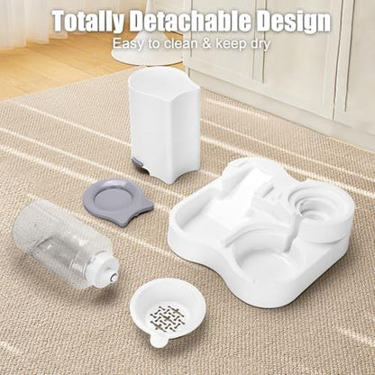 2 in 1 Pet Feeder and Water Dispenser, Automatic Cat Food and Water Dispenser, Gravity Pet Feeder for Small Medium Dog Puppy Cat Kitten