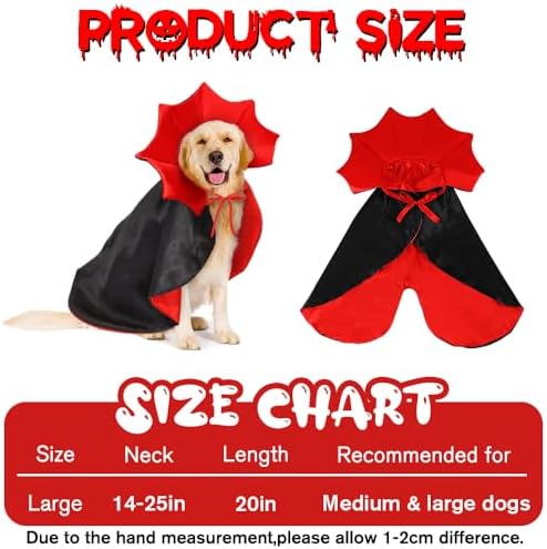 Halloween Dog Cat Costume Vampire Devil Cape for M or L Adjustable Cloak - Image 2