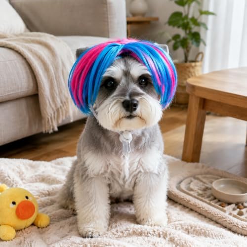 4 Pack Funny Cat and Dog Wigs for Small Medium Large Dogs, Adjustable Pet Cosplay Costume for Halloween, Christmas and Parties - Image 5