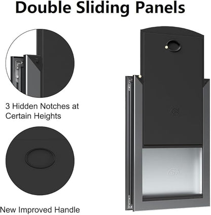 Rescumascer Large Dog Door with Aluminum Frame, Two Sliding Panels, Doggy Door for Large Dogs up to 80 Lbs