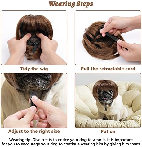 HOWWFALY Dog Costume Cat Apparel Dog Toys Curly Braids Headgear Wigs Styling Cute Funny Pet Hair Accessories Decoration for Halloween, Christmas, Parties(Flax) - Image 4