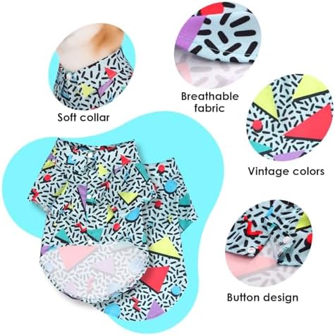 80s Dog Costume Hawaiian Shirts - 90s Halloween Retro Disco Breathable Puppy Outfit for Small Medium Dogs (Green, Large) - Image 2