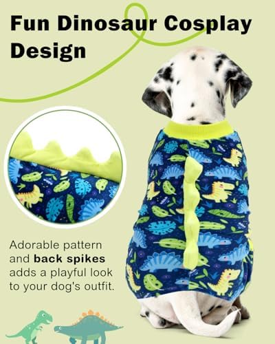 CuteBone Dinosaur Costume Dog Pajamas, Stretchy Spandex Crystal Velvet Sleepwear Coat for Small Dogs, Soft & Warm Pet Outfit Clothes for Cold Weather, Cozy Pullover Design COSP10S - Image 2