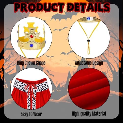 Dog Halloween Costumes, Dog King Costume Funny Pet King Cloak and Crown Set Prince Cape Halloween Costumes for Small Medium Large Dogs Pets (Small) - Image 4