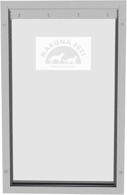 Hakuna Pets Deluxe Aluminum Pet, Cat and Dog Door with 2-Way Locking Panel for Screens, Doors and Walls up to 2.8" Thick, X-Large, Silver