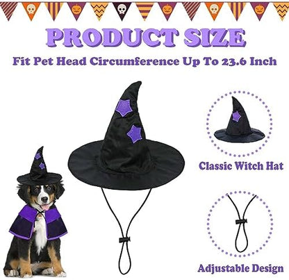 GOYOSWA Dog Halloween Costumes Dog Witch Cloak Cape Wizard Hat Halloween Costumes for Dogs Small Medium Large Breed (Small) - Image 3
