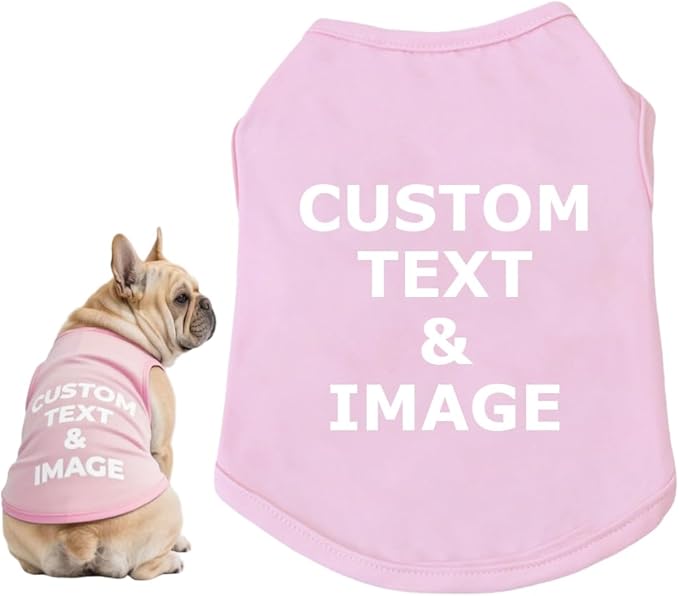Custom Dog Shirt,Personalized Pet Apparel with Name Text Photo Image,Lightweight Breathable Puppy Kitten Cotton Vest for Small Medium Large Dogs Cats,Puppy Gift (Pink, X-Large)