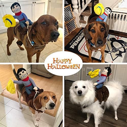 DELIFUR Dog Halloween Costume Funny Dog Cowboy Riding Costume Pet Costume Cat Suit Cowboy Rider Style for Small Medium Large Dogs (Cowboy, X-Small) - Image 3