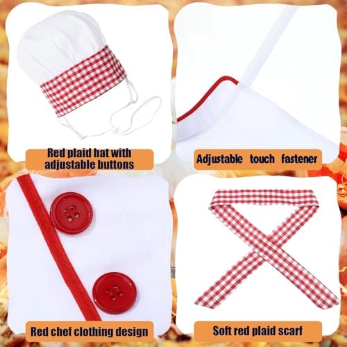 3 Pcs Dog Chef Costume Set, Hat Clothes Scarf for Pets, Small - Image 3