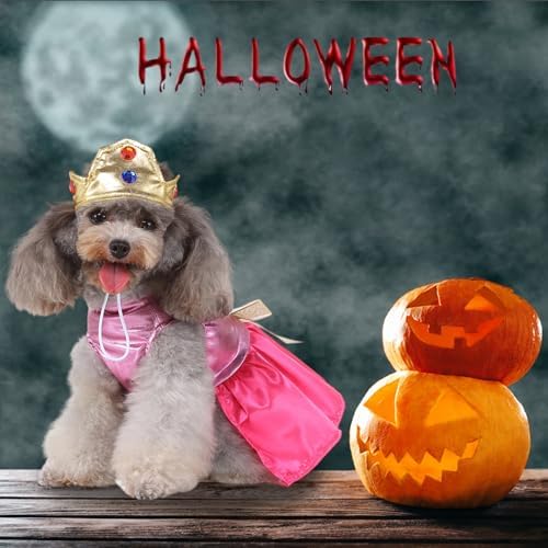 Princess Dog Costume Pink Princess Dress Halloween Queen Cosplay Costume - Image 3