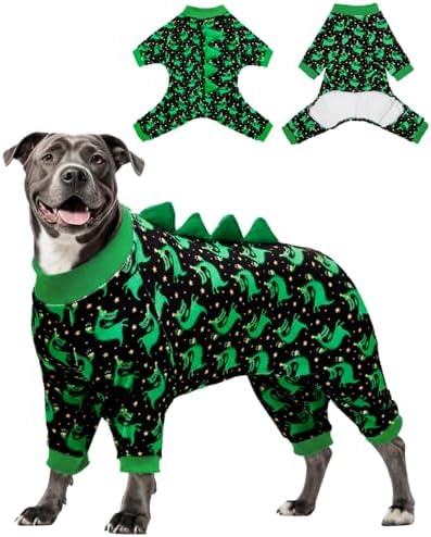 CuteBone Dinosaur Costume Dog Pajamas, Stretchy Spandex Crystal Velvet Sleepwear Coat for Small Dogs, Soft & Warm Pet Outfit Clothes for Cold Weather, Cozy Pullover Design COSP14XXL by CuteBone