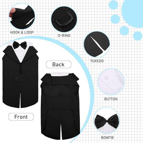 Dog Tuxedo for Small Dogs, Dog Suit and Bandana Set, Dog Costume Outfit - Image 4