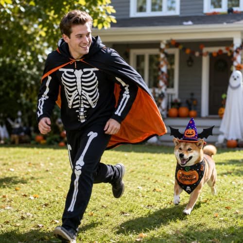 2 Pcs Halloween Pet Hat Bandana Set, Witch Pumpkin Costumes for Dogs - Image 6