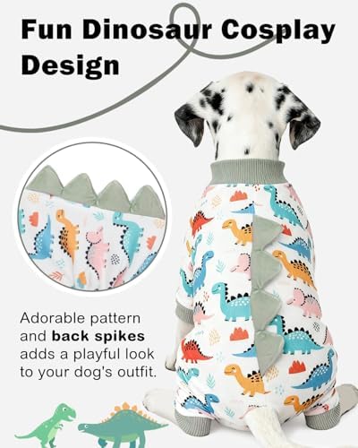 CuteBone Dinosaur Costume Dog Pajamas, Stretchy Spandex Crystal Velvet Sleepwear Coat for Small Dogs, Soft & Warm Pet Outfit Clothes for Cold Weather, Cozy Pullover Design COSP17XS - Image 2