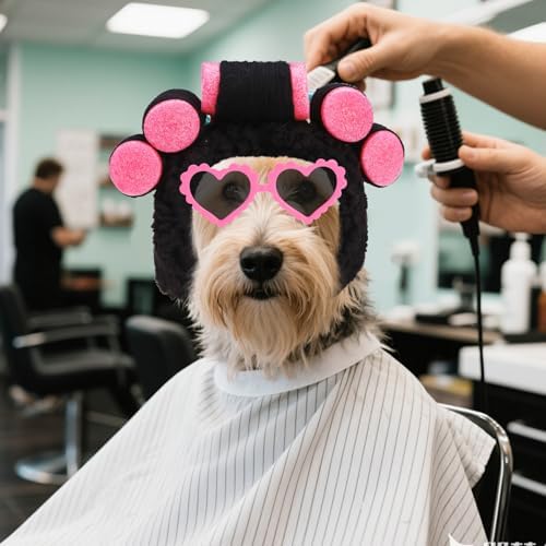 Dog Halloween Costume Funny Curler Wig Cosplay with Love Glasses Holiday - Image 4