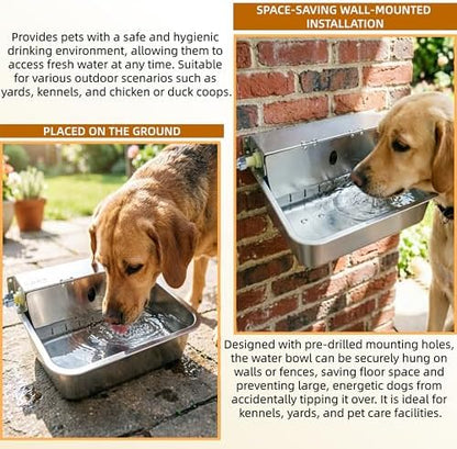 Stainless Steel Automatic Pet Waterer with Flip-Top & Wall Mount