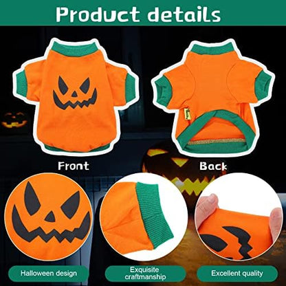 Weewooday 5 Pcs Halloween Dog Shirts Pet Costume Printed,Scary Pattern,M - Image 3