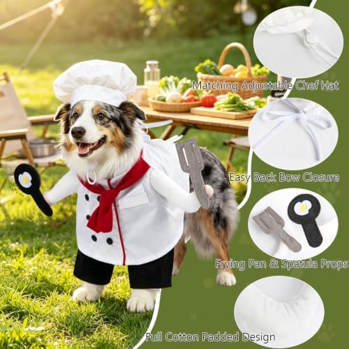 DELIFUR Dog Chef Costume with Hat Cute Halloween Costume (Chef, Medium) - Image 3