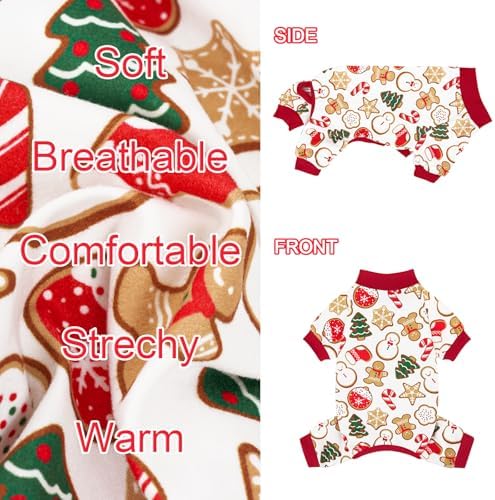 XPUDAC 4 Pack Christmas Dog Pajamas Comfy Dog Clothes for Small Medium Dogs Girl Boy Holiday Pet Outfit Puppy Onesie Cat Pjs Jammies, S - Image 6