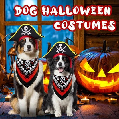 GOYOSWA Dog Pirate Costume, Dog Halloween Costumes Pirate Hat and Bandana Set Holiday Outfit Clothes for Small Medium Large Dogs Pets (Style A, Large) - Image 2