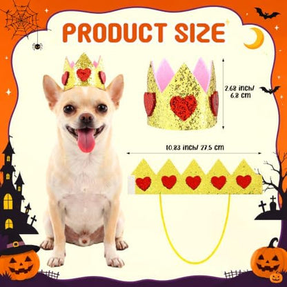Hillban Halloween Dog King Costumes Heart Crown Queen Pet Cloak Set - Image 3