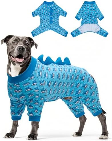 CuteBone Shark Costume Dog Pajamas, Stretchy Spandex Crystal Velvet Sleepwear Coat for Small Dogs, Soft & Warm Pet Outfit Clothes for Cold Weather, Cozy Pullover Design COSP07-3XL by CuteBone