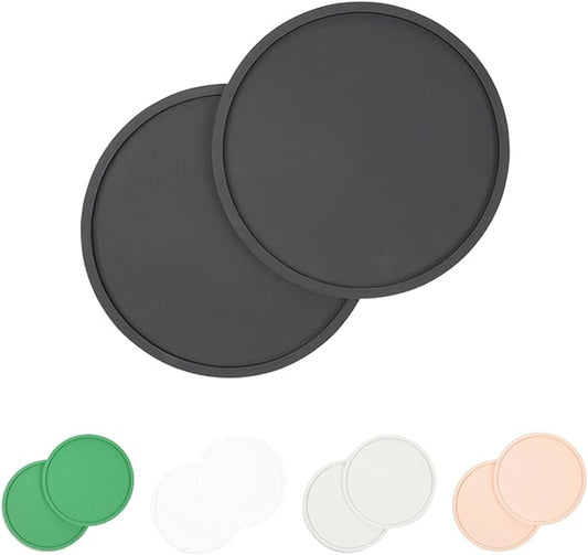 Waggo Habit Silicone Dog Placemat – Set of 2 Modern Heavyweight Silicone Dog Food Mats, Dishwasher Safe, Non-Slip, Solid Color – Black (Large, 9")