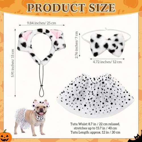 Hercicy 3 Pcs Pet Dog Halloween Dalmatian Costume Accessories Set - Image 2
