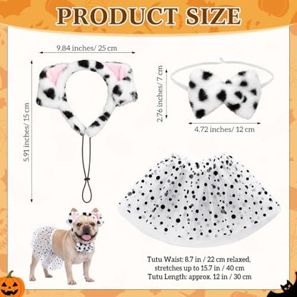 Hercicy 3 Pcs Pet Dog Halloween Dalmatian Costume Accessories Set - Image 2