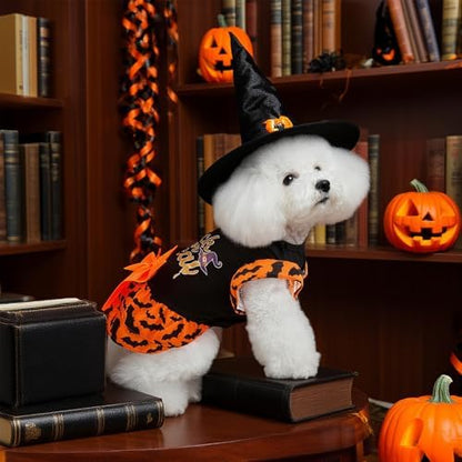 EXPAWLORER Dog Halloween Dress for Small Dogs,Puppy Costumes Pet Clothes Holiday Girl Dogs Shirt with Halloween Pattern,Party Dog Vest Dresses Cat Apparel Sweater Warm Skirt - Image 7