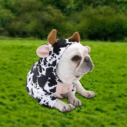 DELIFUR Dog Cow Costume for Halloween, Black and White, Medium - Image 5