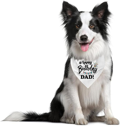 Happy Birthday Dad Dog Bandana, Dad's Gift Dog Bandana, Pet Scarf Accessories, Dogs Bandanas Gift for Small Medium (D61)