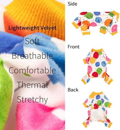 Fitwarm Balloon Dog Fleece Pajamas, Birthday Outfit for Small Dogs Boy Girl, Cozy Pet Onesie with Feet, White, Yellow, Red, Blue, Green, Large - Image 5