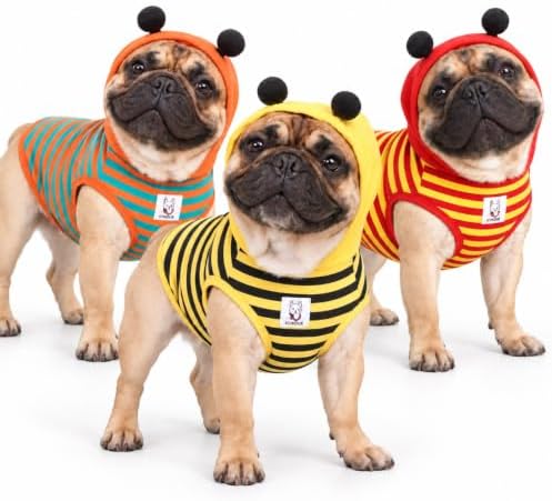 iChoue French Bulldog Halloween Costume Clothes Hoodie Bee Yellow, L+ - Image 4