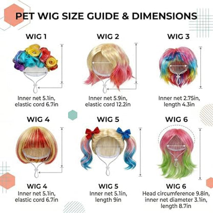6-Piece Fun Pet Wig Set Cosplay Wigs & Costumes for Cats and Dogs - Ideal for Christmas, Pet Festivals, Halloween and Other Parties - Image 5