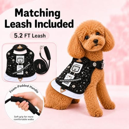Sequin Dog Harness Costume with Leash, S for Small Dogs & Cats - Image 4