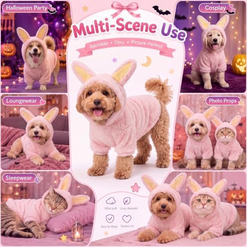 Halloween Pet Costume Bunny Ear Hoodie Pullover, XX-Large, Pink - Image 6