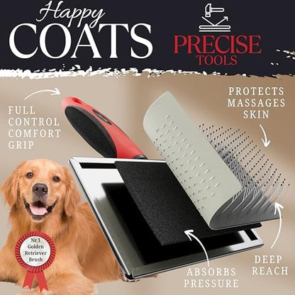 Dog Slicker Brush - Large - Protective Ball Tipped Pins Massages Pet Skin - Professional Groomer Dog Brush for Goldendoodle - Golden Retriever Brush (Large Size) - Image 4