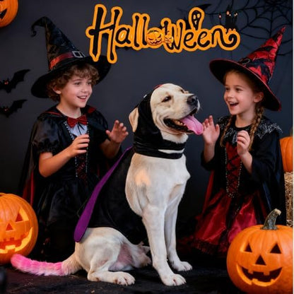 Dog Halloween Vampire Devil Cloak Cape, Red Black Classic Pet Costume for Small Medium Large Dogs, Holiday Cosplay Special Events (Mosquito-Purple, B4) - Image 2