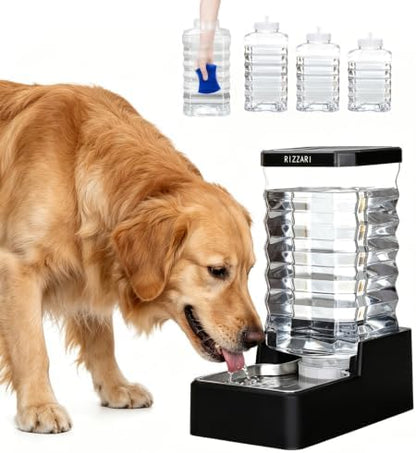 RIZZARI 2.64 Gallon Dog Cat Water Dispenser: Wide Mouth, Filter-Free