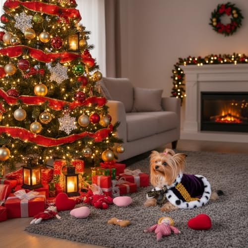 Lovelyshop Royal Velvet Pet Cloak with Fur Trim for Cats & Dogs, Purple, XS - Image 5