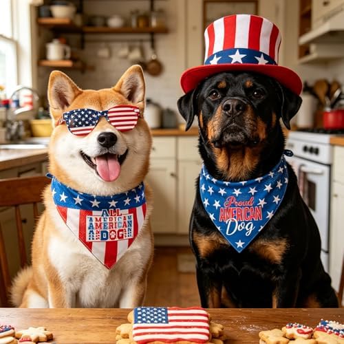 4th of July Dog Bandana, 2-in-1 Vintage American Flag with Fun Slogan Reversible American Flag Triangle Scarf, Adjustable Snap Button Patriotic Neckwear for Small & Medium Breeds (5-30lbs) - Image 3