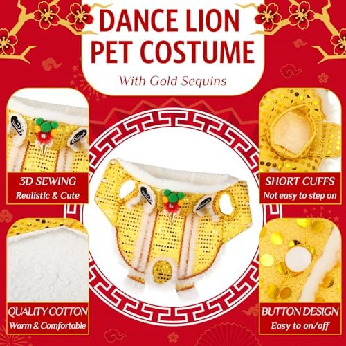 LEIFIDE Chinese New Year Dog Costume, Lunar Dog Outfit, 4X-Large, Gold - Image 3